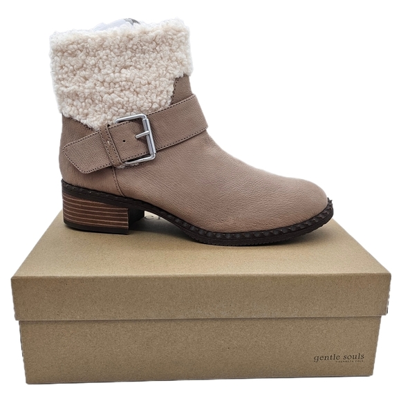 gentle souls Shoes - Gentle Souls by Kenneth Cole Womens Boot Best Slit Moto Cozy Mushroom 10